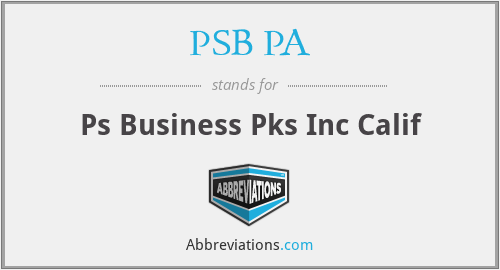 PSB PA - Ps Business Pks Inc Calif